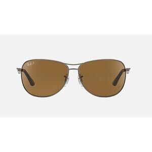 Ray-Ban Rb3519 Men's Aviator Sunglasses - Matte Gunmetal/Brown Polarized